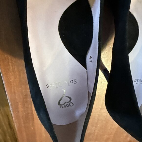 Sole Bliss Ingrid heel Pumps Black Suede Shoes - Picture 5 of 16